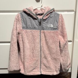 The North Face Pink and Gray Cozy Hooded Fleece Jacket size 4T